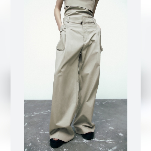 ZARA Full Lenght Wide Pocket Pants Size M - Picture 4 of 13